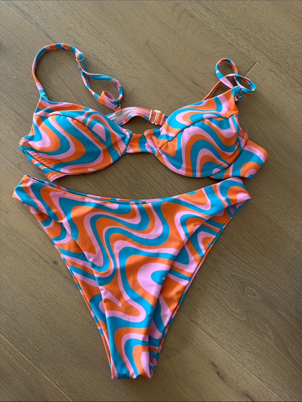 Women's Orange, Pink & Teal Swirl Bikini Set